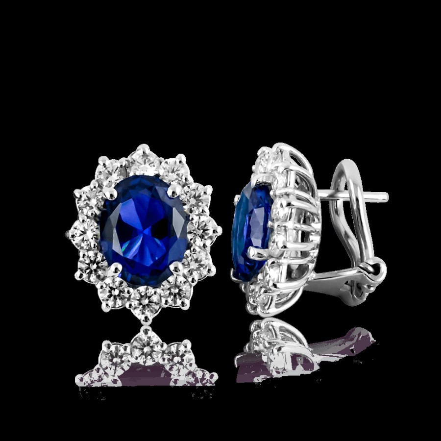 Orecchini MANGANESE Gioielli | Orecchini A Clips Ovali Grandi Blu B282Bl "Princess"