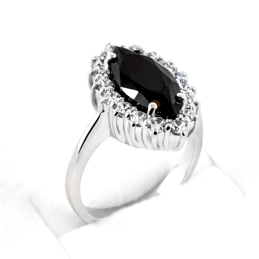 Anelli MANGANESE Gioielli | Anello Navette Nero A503Ne "Princess"