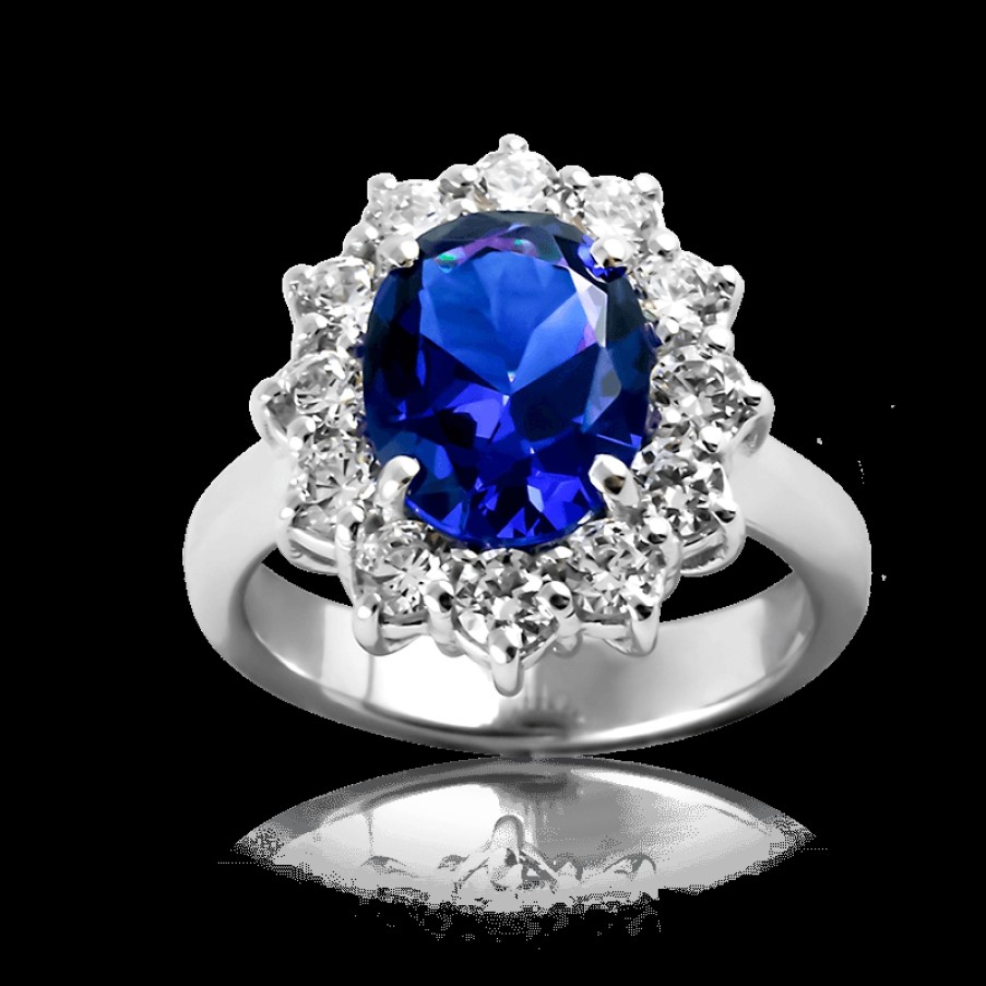 Anelli MANGANESE Gioielli | Anello Ovale Grande Blu A282Bl "Princess"