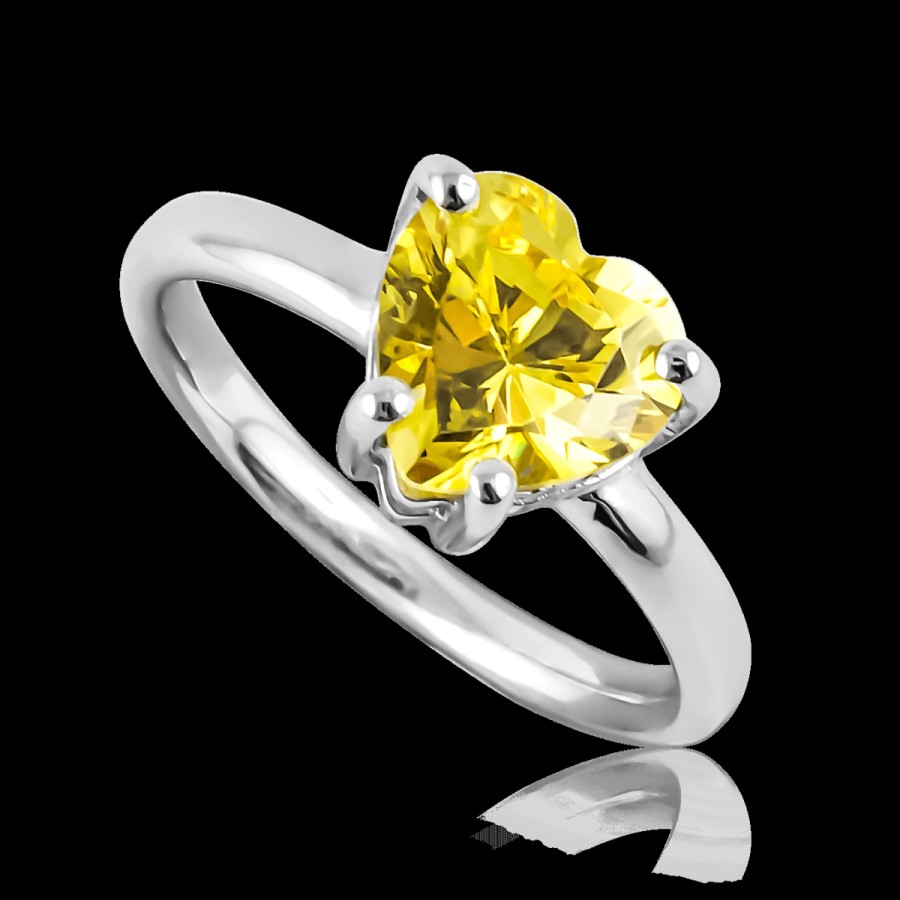 Anelli MANGANESE Gioielli | Anello Solitario Cuore Giallo A308Gi "Luce"