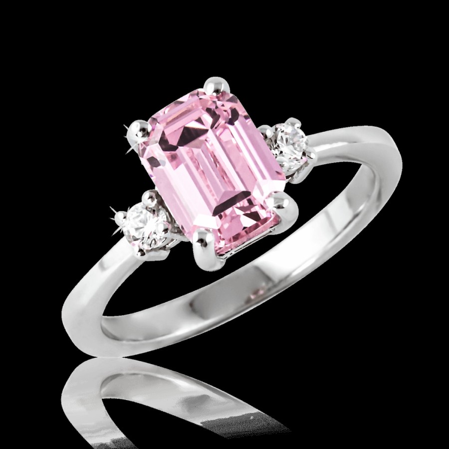 Anelli MANGANESE Gioielli | Anello Pietra Rettangolare Rosa A513R "Lovely Pastel"