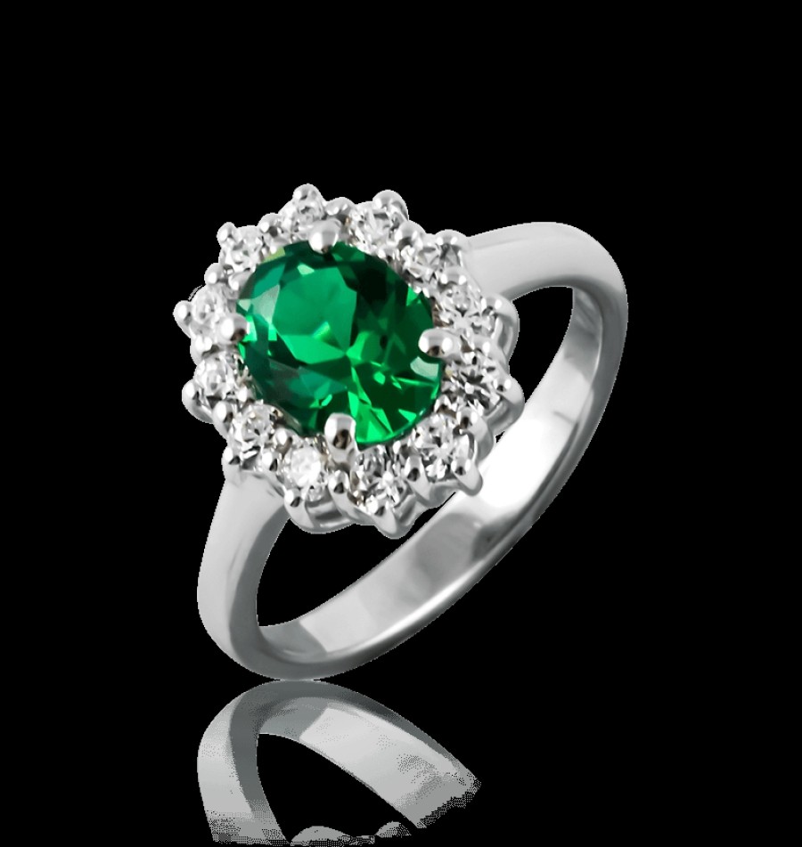 Anelli MANGANESE Gioielli | Anello Ovale Piccolo Verde A382Ve "Princess"