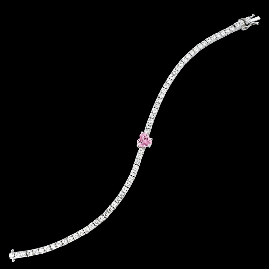 Bracciali MANGANESE Gioielli | Bracciale Tennis Cuore Rosa R344Cur "Lovely Pastel"