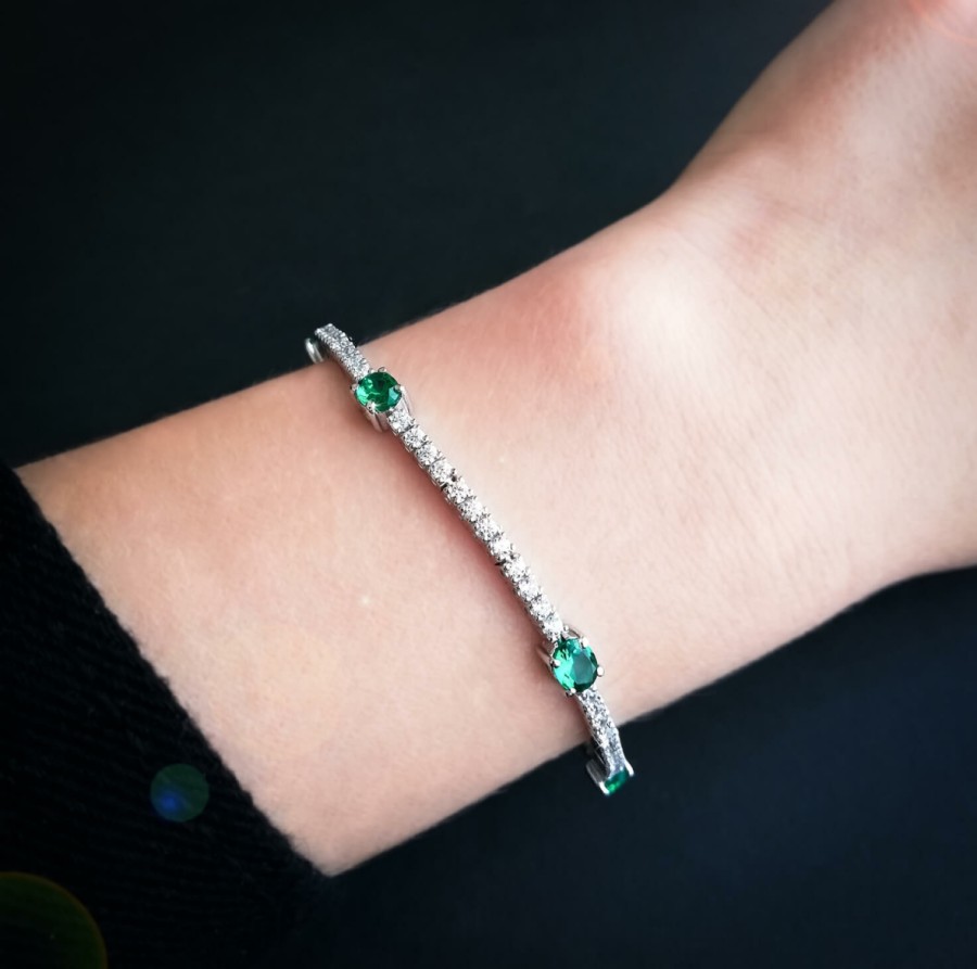 Bracciali MANGANESE Gioielli | Bracciale Tennis Verde R366Ve "Classic"