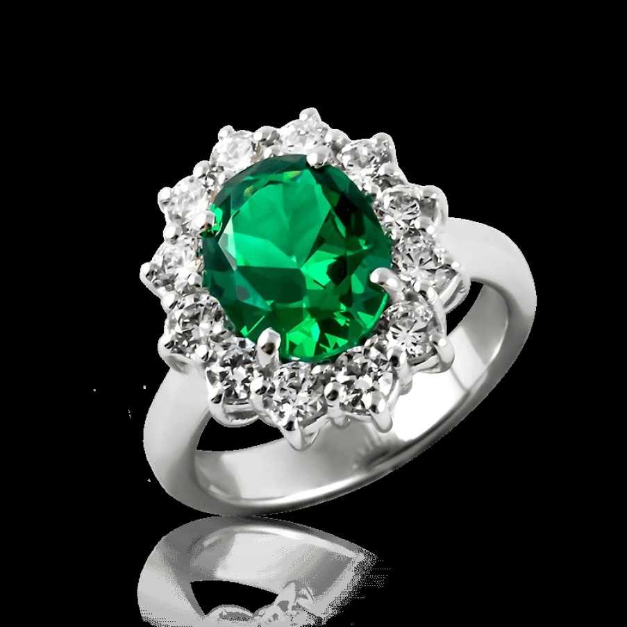 Anelli MANGANESE Gioielli | Anello Ovale Grande Verde A282Ve "Princess"