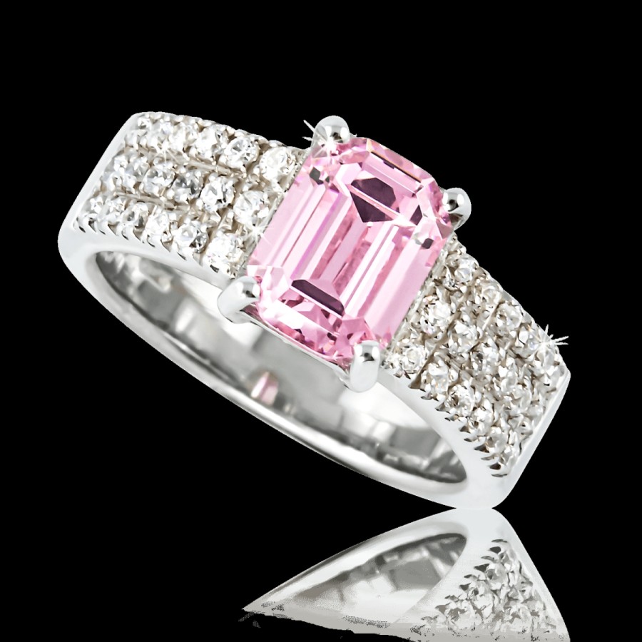 Anelli MANGANESE Gioielli | Anello Pietra Ottagonale Rosa A387R "Lovely Pastel"