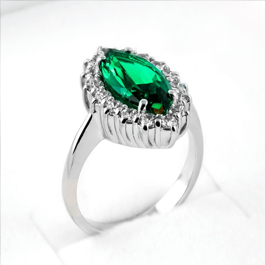 Anelli MANGANESE Gioielli | Anello Navette Verde A503Ve "Princess"