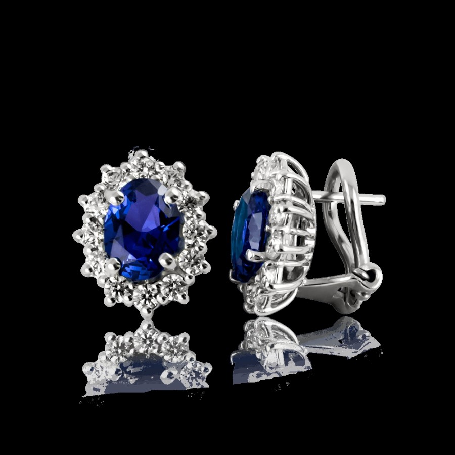 Orecchini MANGANESE Gioielli | Orecchini A Clips Piccoli Ovali Blu B382Bl "Princess"