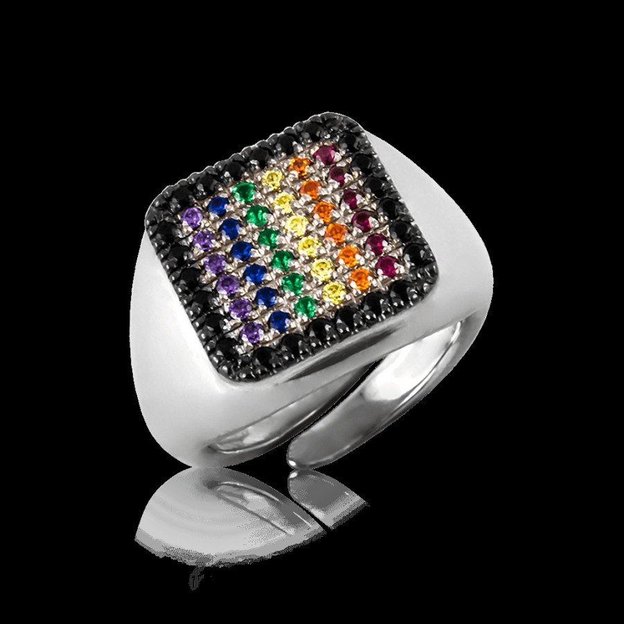 Anelli MANGANESE Gioielli | Anello Arcobaleno A398Ne "Planet Pride"